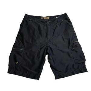 Y2K 2000s Baggy Fox Racing Black Cargo Shorts BMX Core Streetwear Grunge Sz 36